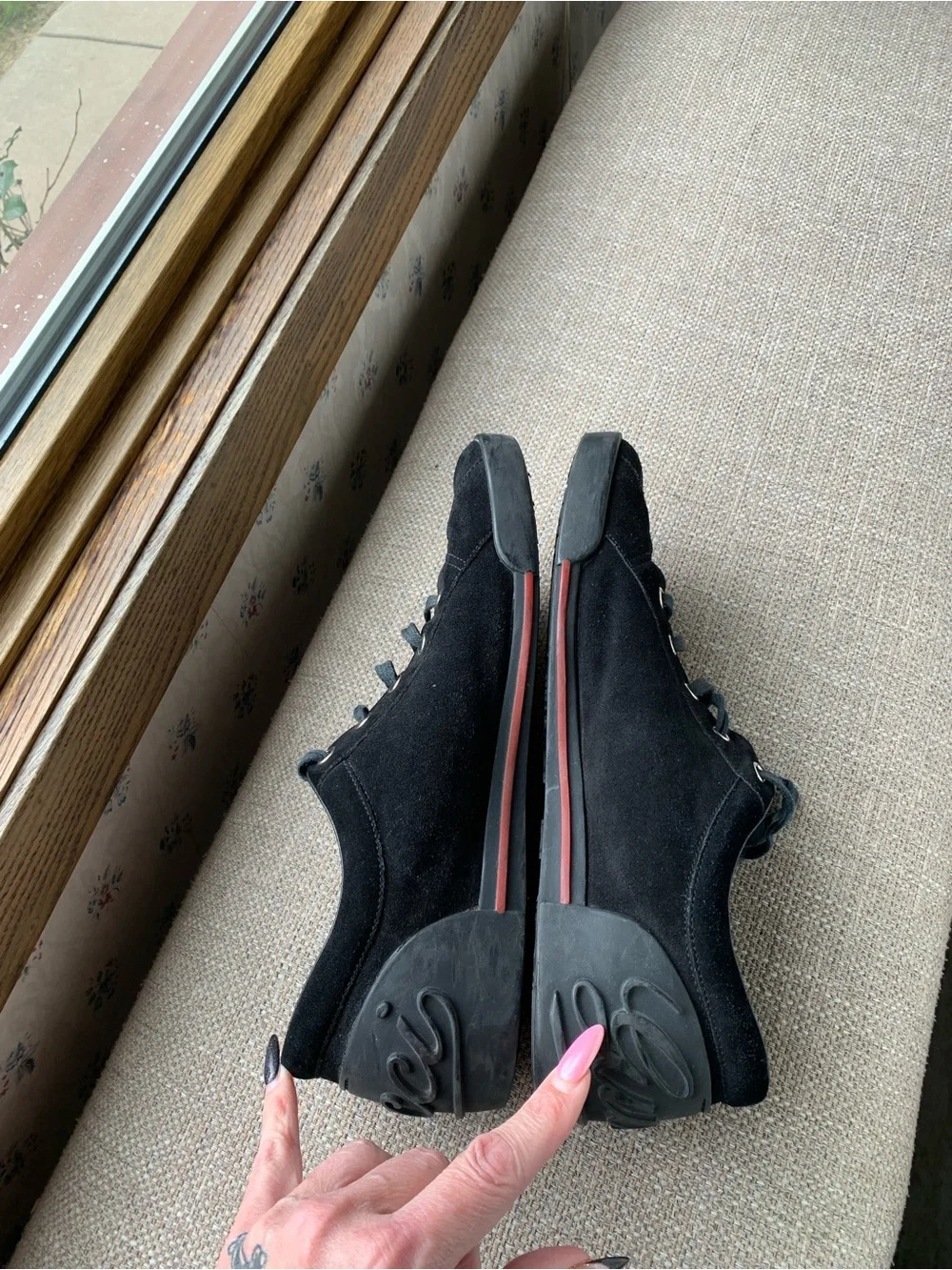 Gucci Script Black Suede Sneakers in very good condition.